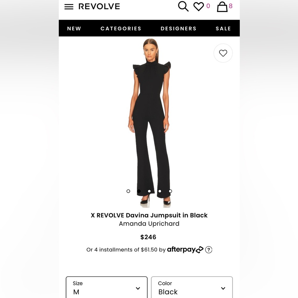 Amanda Uprichard Black Jumpsuit Size Medium